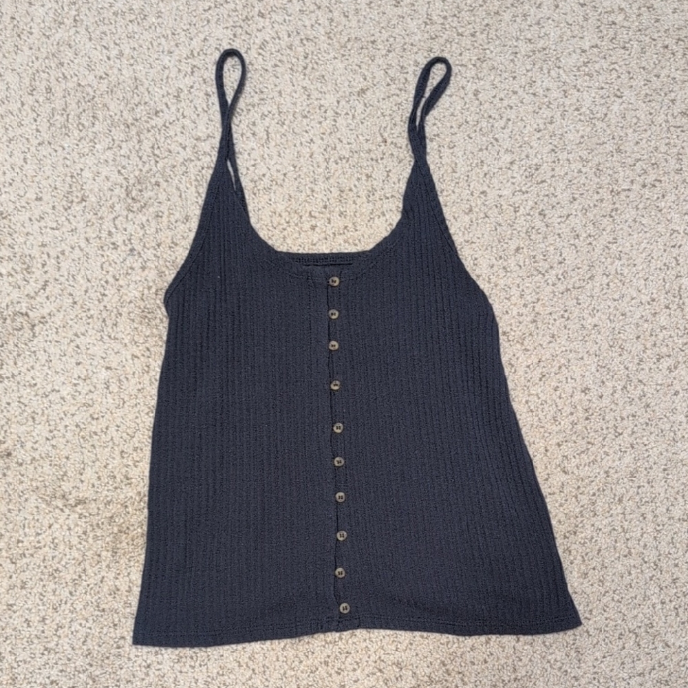 American Eagle Outfitters Dark Blue Button-Up Tank Top